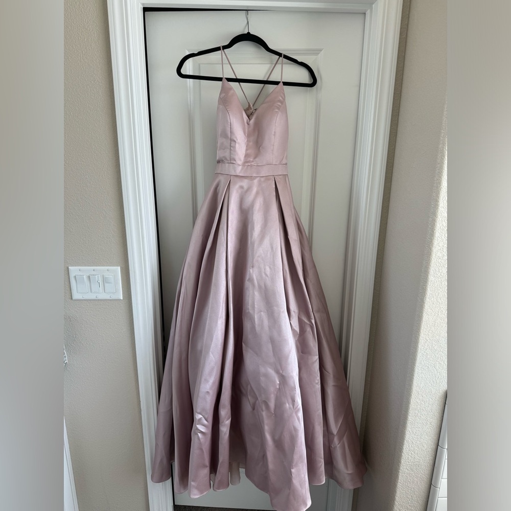 Xscape pink bow back gown